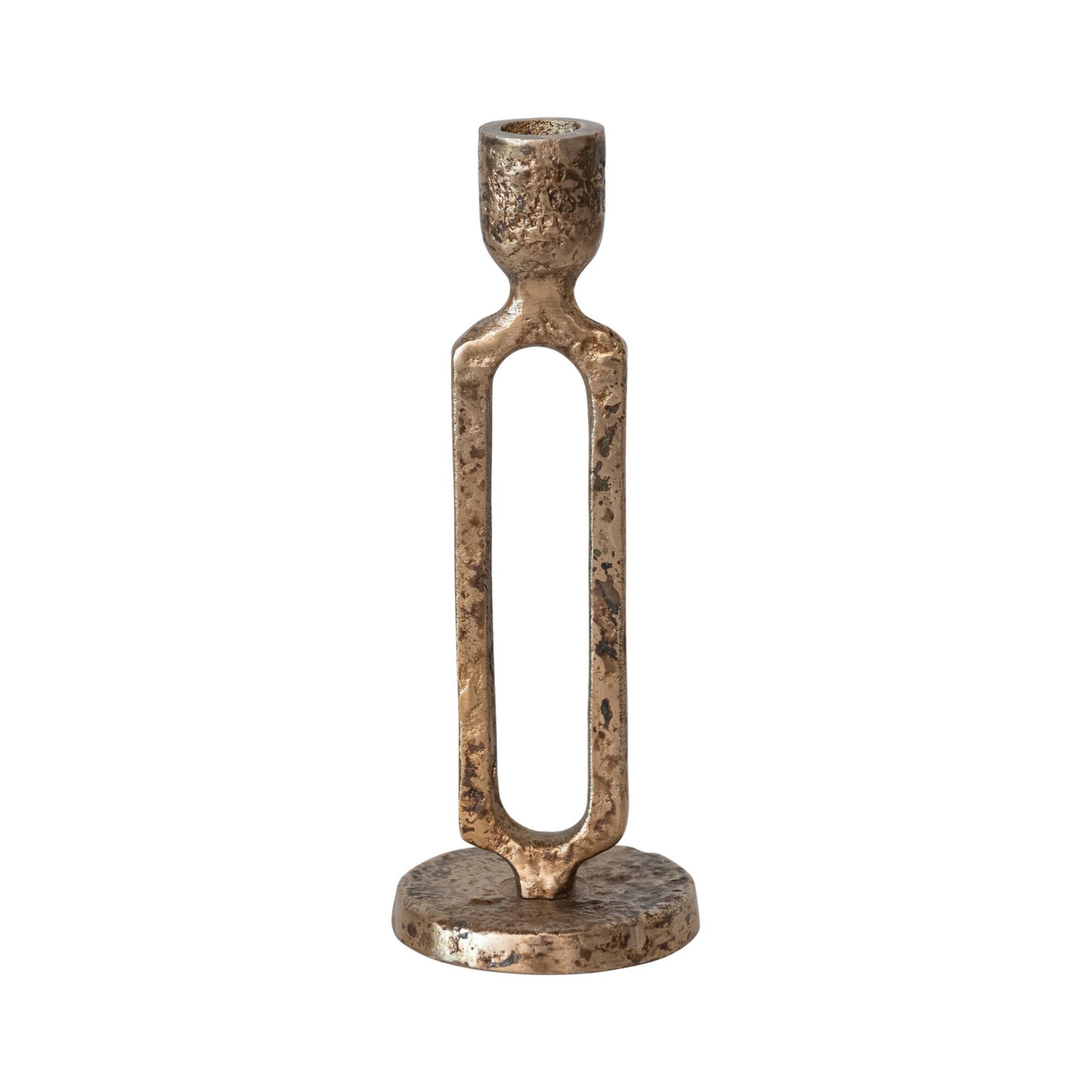 Hello Honey® 9.25" Oxidized Gold Finish Aluminum Taper Candleholder
